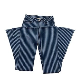 Altar'd State Blue and White Striped Flare Jeans